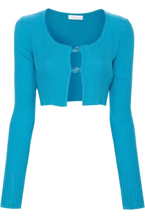 BLUMARINE Cropped cardigan i ribstrik