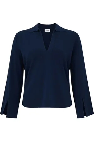 KANGRA CASHMERE Bluse med V-hals