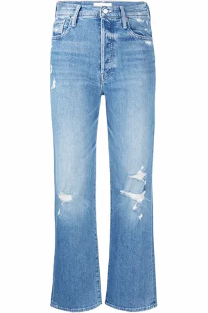 Mother Jeans med svaj og slitageeffekt