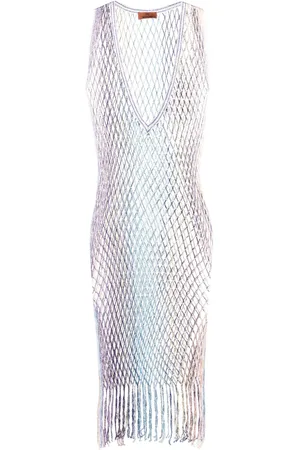 Missoni Metallisk lang kjole i mesh