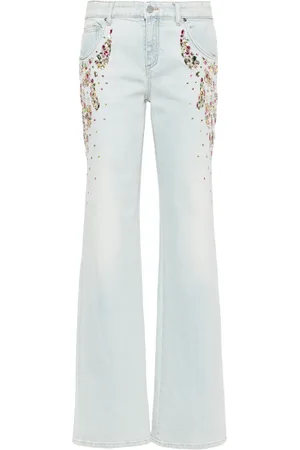 BLUMARINE Jeans med krystaludsmykning og lige ben