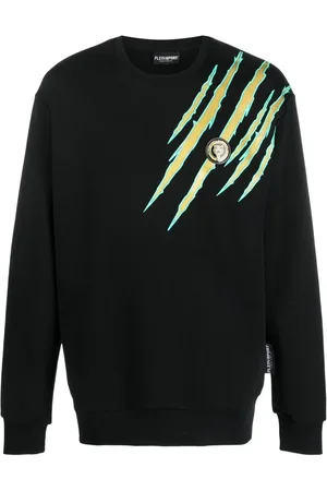 Philipp Plein Sweatshirt med rund hals og scratch-tryk