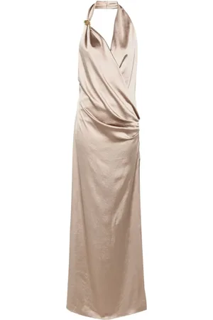 BLUMARINE Lang kjole i satin