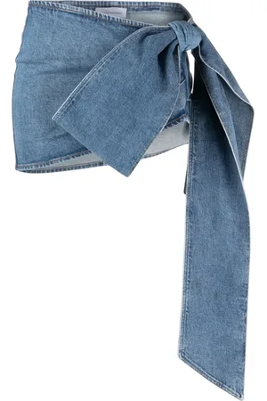 BLUMARINE Kort denimnederdel med oversize sløjfe