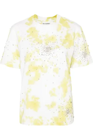 Des Phemmes T-shirt med krystaludsmykning og batiktryk