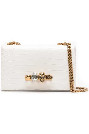 Alexander McQueen Præget skuldertaske med juvel-udsmykning