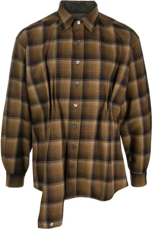 Maison Margiela X Pendleton asymmetrisk skotskternet skjorte i uld