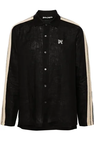 Palm Angels Skjorte i hør med broderet logo