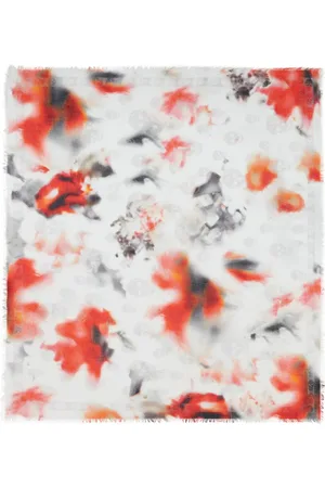 Alexander McQueen Obscured Flower tørklæde med frynset kant