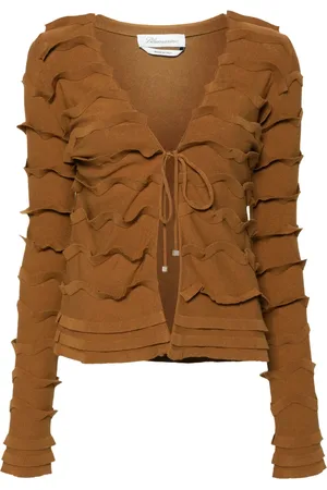 BLUMARINE Cardigan med V-hals og flæser