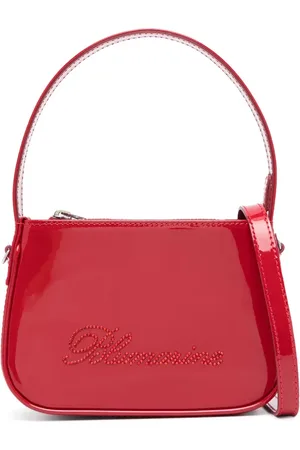 BLUMARINE Tote med lakeret finish og rhinsten-logo