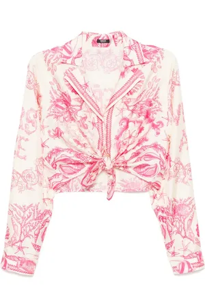 VERSACE Cropped Underwater Barocco skjorte med knude