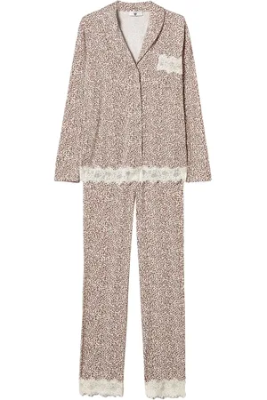 Twin-Set Pyjamas med blondedetalje og tryk