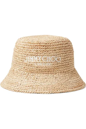 Jimmy Choo Atena hat i bast med logobroderi