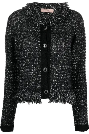 Twin-Set Bouclé-jakke med pailletudsmykning