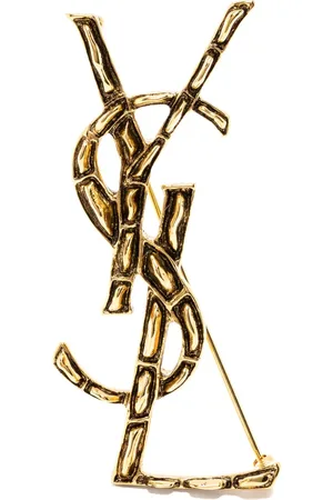 Saint Laurent Cassandre broche med krokodilleeffekt