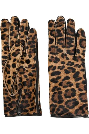 Maison Margiela Læderhandsker med leopardtryk