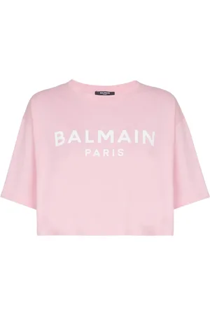 Balmain Cropped T-shirt med logotryk