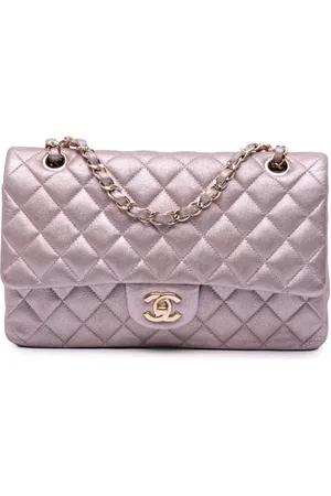 CHANEL Medium iriseret Double Flap skuldertaske i kalveskind fra 2014