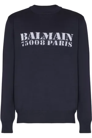 Balmain Intarsiastrikket trøje med logo