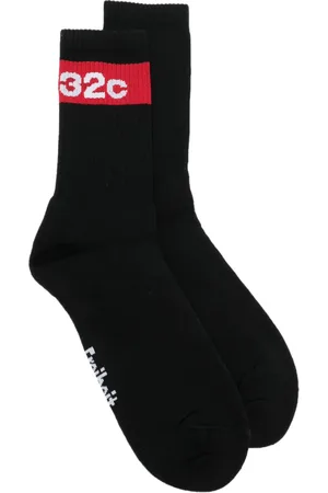 032c Strikkede strømper med logotryk