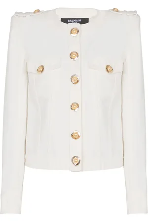 Balmain Cropped jakke i lærred
