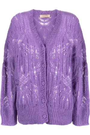 Twin-Set Cardigan i hæklet strik med V-hals