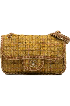 CHANEL Mellemstor quiltet St Tropez skuldertaske i tweed med flaplukning fra 2010-2011