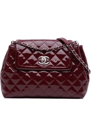 CHANEL Stor quiltet lakeret Coco Shine Accordion Flap skuldertaske fra 2014-2015