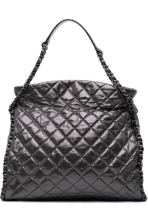 CHANEL Stor quiltet metallisk Chain Me Hobo tote i kalveskind fra 2010-2011