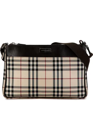Burberry House-ternet crossbody-taske i kanvas med lynlås fra 2000-2017