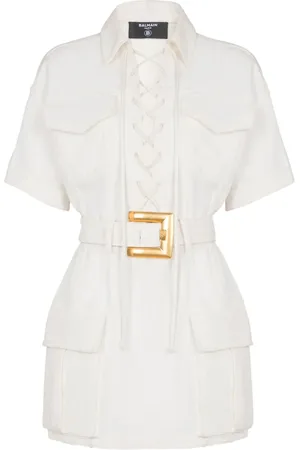 Balmain Kort kjole i lærred