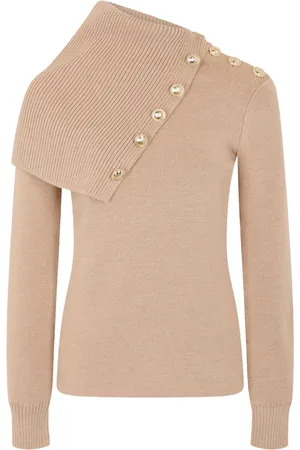 Paco rabanne Ribbet sweater med asymmetrisk pasform