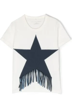 Stella McCartney T-shirt med frynsedetalje og stjernetryk