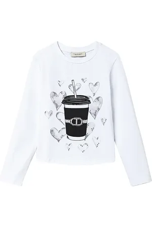 Twin-Set T-shirt med grafisk tryk og rhinsten