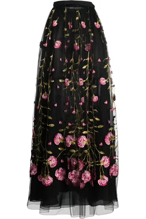 Giambattista Valli Blomsterbroderet lang nederdel med tyl