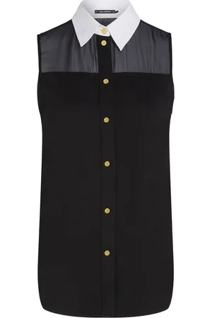Karl Lagerfeld Bluse i poplin med krave