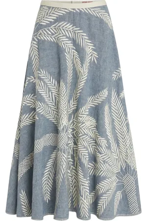EMPORIO Tasha leaf-embroidered skirt