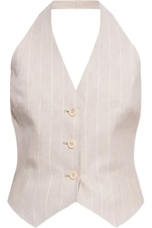 Max Mara Nålestribet vest med halterneck