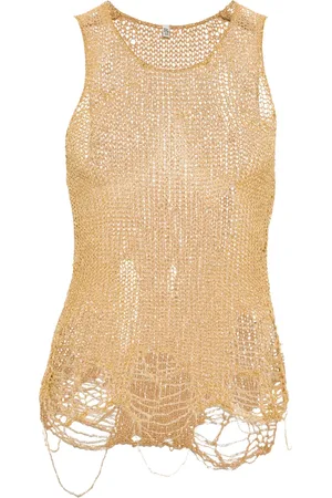 R13 Top i metallisk mesh med slitageeffekt