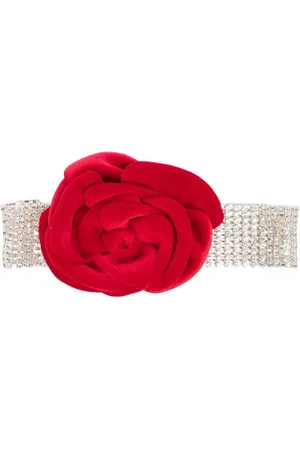 MAGDA BUTRYM Choker-halskæde i velour med rose