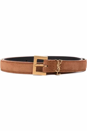 Saint Laurent Bælte i ruskind med firkantet spænde og monogram-logo