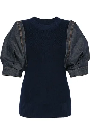SACAI Ribbet T-shirt med paneler