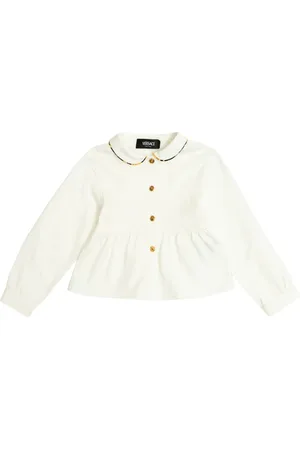 VERSACE Bluse med blondekant