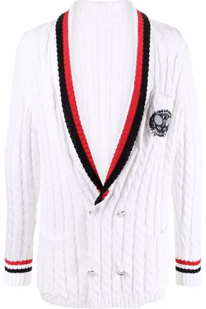 Balmain Kabelstrikket cardigan med broderet logo