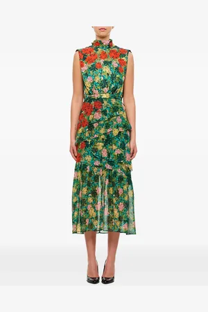 SALONI Floral-print ruffled dress