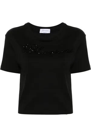 BLUMARINE T-shirt med rhinstenudsmykning