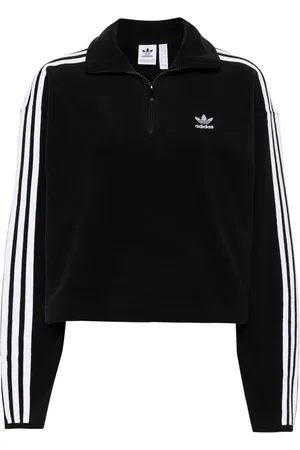 adidas Sweatshirt med tre striber og kort lynlås