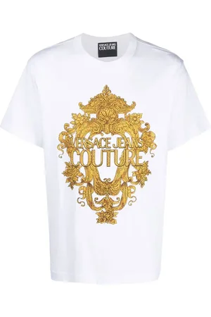 VERSACE T-shirt med baroktryk og logo