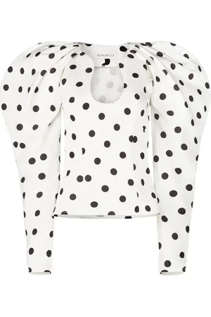 Nina Ricci Polkaprikket top med cocoon-ærmer